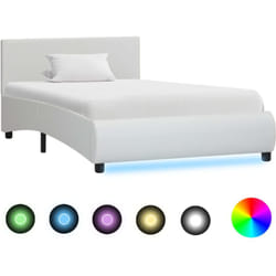 Letto con led e Telecomando in Ecopelle Letto Elegante Bianco vari dimensioni dimensioni : 90x200cm