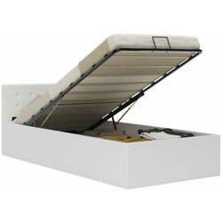 Letto adulto, Giroletto con Contenitore, Letto singolo Idraulico Bianco Similpelle 100x200cm Vidaxl