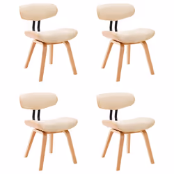 vidaXL Sedie da Pranzo 4 pz Crema in Legno Piegato e Similpelle - Vista aggiuntiva 2