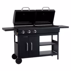 VidaXL 47388 barbecue per l'aperto e bistecchiera Kettle Carbone + gas naturale Nero, Acciaio inox 8400 W