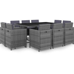 Set da Pranzo da Giardino 11 pz con Cuscini Polyrattan Grigio Vidaxl