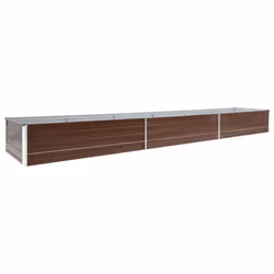 vidaXL Letto Rialzato Giardino in Acciaio Zincato 480x80x45 cm Marrone - Vista aggiuntiva 2