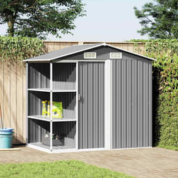 vidaXL Capanno da Giardino con Scaffali Grigio 205x130x183 cm in Ferro
