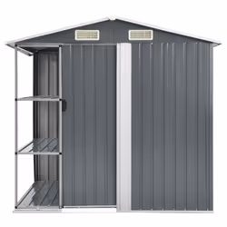 vidaXL Capanno da Giardino con Scaffali Grigio 205x130x183 cm in Ferro - Vista aggiuntiva 3