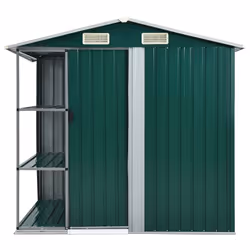 vidaXL Capanno da Giardino con Scaffali Verde 205x130x183 cm in Ferro - Vista aggiuntiva 3