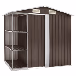 vidaXL Capanno da Giardino con Scaffali Marrone 205x130x183 cm Ferro - Vista aggiuntiva 2