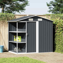 vidaXL Capanno da Giardino con Scaffali Antracite 205x130x183 cm Ferro