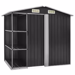 vidaXL Capanno da Giardino con Scaffali Antracite 205x130x183 cm Ferro - Vista aggiuntiva 2