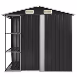 vidaXL Capanno da Giardino con Scaffali Antracite 205x130x183 cm Ferro - Vista aggiuntiva 3