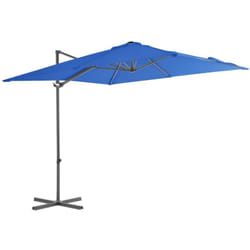 Ombrellone a Sbalzo con Palo in Acciaio 250x250 cm Azzurro Vidaxl