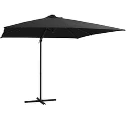 Ombrellone a Sbalzo con led e Palo in Acciaio 250x250 cm Nero Vidaxl 4585
