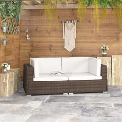 Poltrone Modulari ad Angolo con Cuscini 2 pz Polyrattan Marrone Vidaxl