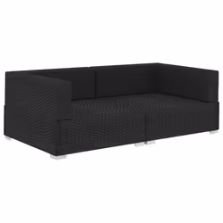 vidaXL Poltrone Modulari ad Angolo con Cuscini 2 pz Polyrattan Nero - Vista aggiuntiva 3