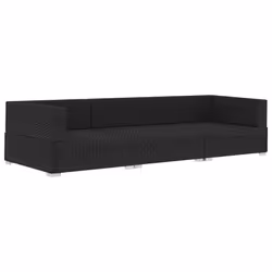 vidaXL Set Divani da Giardino 3 pz con Cuscini in Polyrattan Nero - Vista aggiuntiva 3