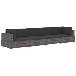 vidaXL Set Divani da Giardino 4 pz con Cuscini in Polyrattan Grigio - Vista aggiuntiva 2