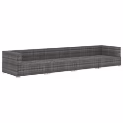 vidaXL Set Divani da Giardino 4 pz con Cuscini in Polyrattan Grigio - Vista aggiuntiva 3