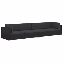 vidaXL Set Divani da Giardino 4 pz con Cuscini in Polyrattan Nero - Vista aggiuntiva 2
