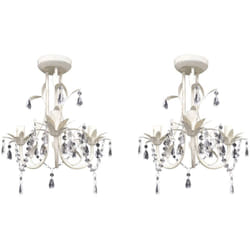 Lampadari con Pendenti in Cristallo 2 pz Bianco Elegante Vidaxl 22551