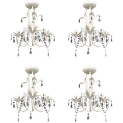 Lampadario con Pendenti in Cristallo 4 pz Bianco Elegante vidaXL 91190