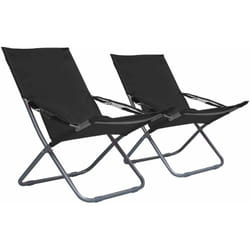 Vidaxl - Sedie da Spiaggia Pieghevoli 2 pz in Tessuto Nero