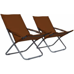 Vidaxl - Sedie da Spiaggia Pieghevoli 2 pz in Tessuto Marrone 60080