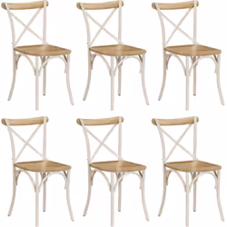 Questo set, composto da 6 sedie per sala da pranzo in legno massello di mango in stile vintage, è un elemento in grado di cat ...