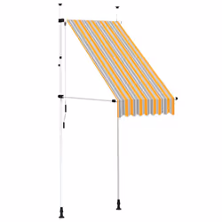 vidaXL Tenda da Sole Retrattile Manuale 100 cm a Strisce Blu e Gialle - Vista aggiuntiva 2