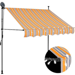 Tenda da Sole Retrattile Manuale, Telo Ombreggiante con led 200 cm Gialla e Blu Vidaxl