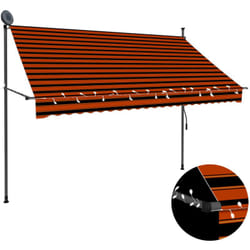 Tenda da Sole Retrattile Manuale led 250 cm Arancione e Marrone Vidaxl