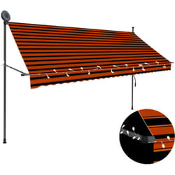 Tenda da Sole Retrattile Manuale led, Tenda Parasole 300 cm Arancione e Marrone Vidaxl