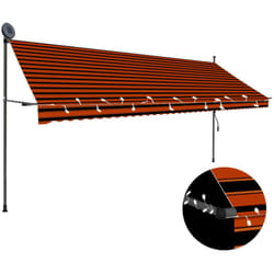 Tenda da Sole Retrattile Manuale led Arancione e Marrone varie dimensioni dimensioni : 400 cm