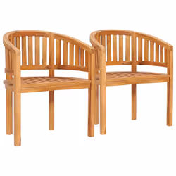 vidaXL Sedie a Forma di Banana 2 pz in Legno Massello de Teak - Vista aggiuntiva 2