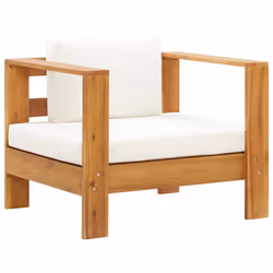 vidaXL Sedia da Giardino con Cuscino Crema in Legno Massello di Acacia - Vista aggiuntiva 2