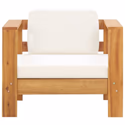 vidaXL Sedia da Giardino con Cuscino Crema in Legno Massello di Acacia - Vista aggiuntiva 3