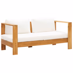 vidaXL Sedia da Giardino con Cuscino 140 cm Bianco Crema Legno Acacia - Vista aggiuntiva 2