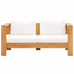 vidaXL Sedia da Giardino con Cuscino 140 cm Bianco Crema Legno Acacia - Vista aggiuntiva 3
