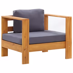 vidaXL Sedia da Giardino con Cuscino Grigio Scuro in Legno di Acacia - Vista aggiuntiva 2