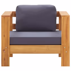 vidaXL Sedia da Giardino con Cuscino Grigio Scuro in Legno di Acacia - Vista aggiuntiva 3