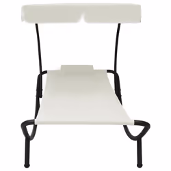 VidaXL 48077 sedia da esterno Terrazzo Seduta imbottita Oxford, Acciaio Crema, Bianco - Vista aggiuntiva 3
