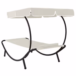 VidaXL 48077 sedia da esterno Terrazzo Seduta imbottita Oxford, Acciaio Crema, Bianco - Vista aggiuntiva 4