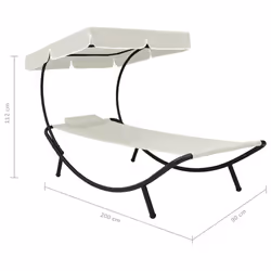 VidaXL 48077 sedia da esterno Terrazzo Seduta imbottita Oxford, Acciaio Crema, Bianco - Vista aggiuntiva 7