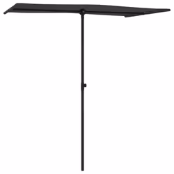 vidaXL Ombrellone da Giardino con Palo in Alluminio 180x110cm Nero - Vista aggiuntiva 3