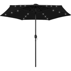 Ombrellone con Luci a LED e Palo Alluminio 270 cm Nero vidaXL 3011