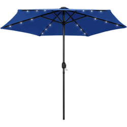 Ombrellone con Luci a led e Palo Alluminio 270 cm Azzurro Vidaxl 6726