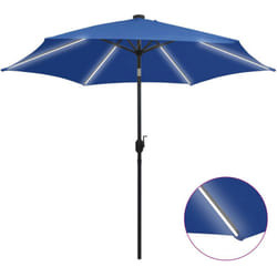 Ombrellone con Luci a led e Palo Alluminio 300 cm Azzurro Vidaxl 682568