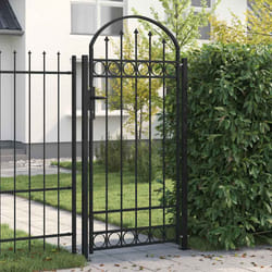 vidaXL Cancello per Recinzione ad Arco con 2 Pali 105x204 cm Nero