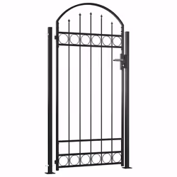 vidaXL Cancello per Recinzione ad Arco con 2 Pali 105x204 cm Nero - Vista aggiuntiva 2