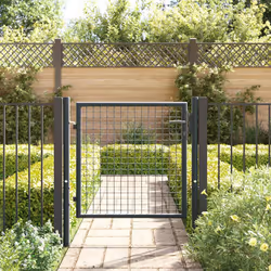 vidaXL Cancello da giardino in rete di acciaio zincato 100x75 cm grigio - Vista aggiuntiva 3