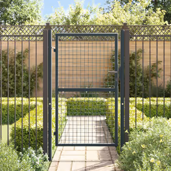 vidaXL Cancello da giardino in rete di acciaio zincato 100x150 cm grigio - Vista aggiuntiva 3