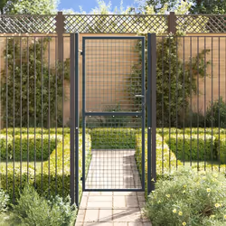 vidaXL Cancello da giardino in rete di acciaio zincato 100x200 cm grigio - Vista aggiuntiva 3